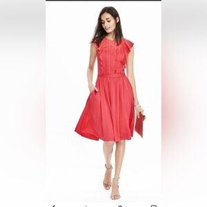 Banana Republic Red Pleated Sundress Wedding Guest